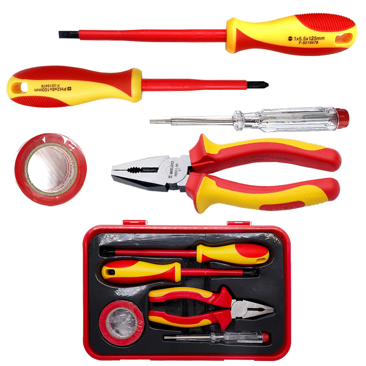 WEDO 13PCS 1000V Insulated Tool Set, Screwdriver & Pliers Set, Magnetic VDE Tools for Electrician, Repair Bag, Home Improvement DIY Tools