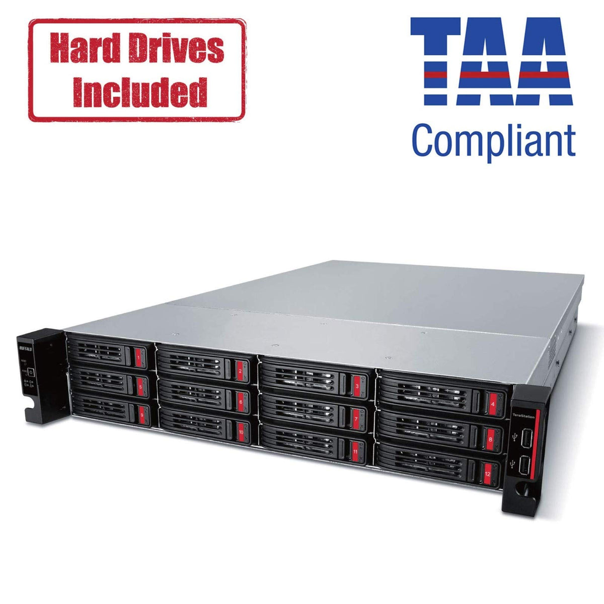 BUFFALO TeraStation 51220RH 12-Bay Business Rackmount NAS 240TB (12x20TB) with Hard Drives Included RAID iSCSI Network Storage File Server