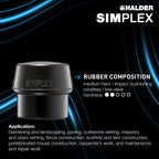 Halder Simplex Soft-Faced Mallet 3702.080 – Medium-Hard Rubber Inserts, Reinforced Cast Iron Housing, Fiber Glass Handle with Non-Slip Rubber Grip, 80mm, 7.5 lbs.
