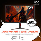 AOC 27 Inch Curved Gaming Monitor FHD 200Hz VA 0.3ms HDR, C27G4H2