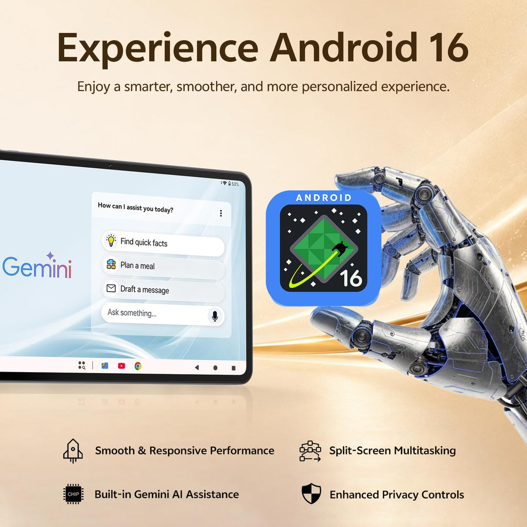12 Inch Android 16 Tablet, 2K Display, 30GB RAM, 128GB Storage Expandable