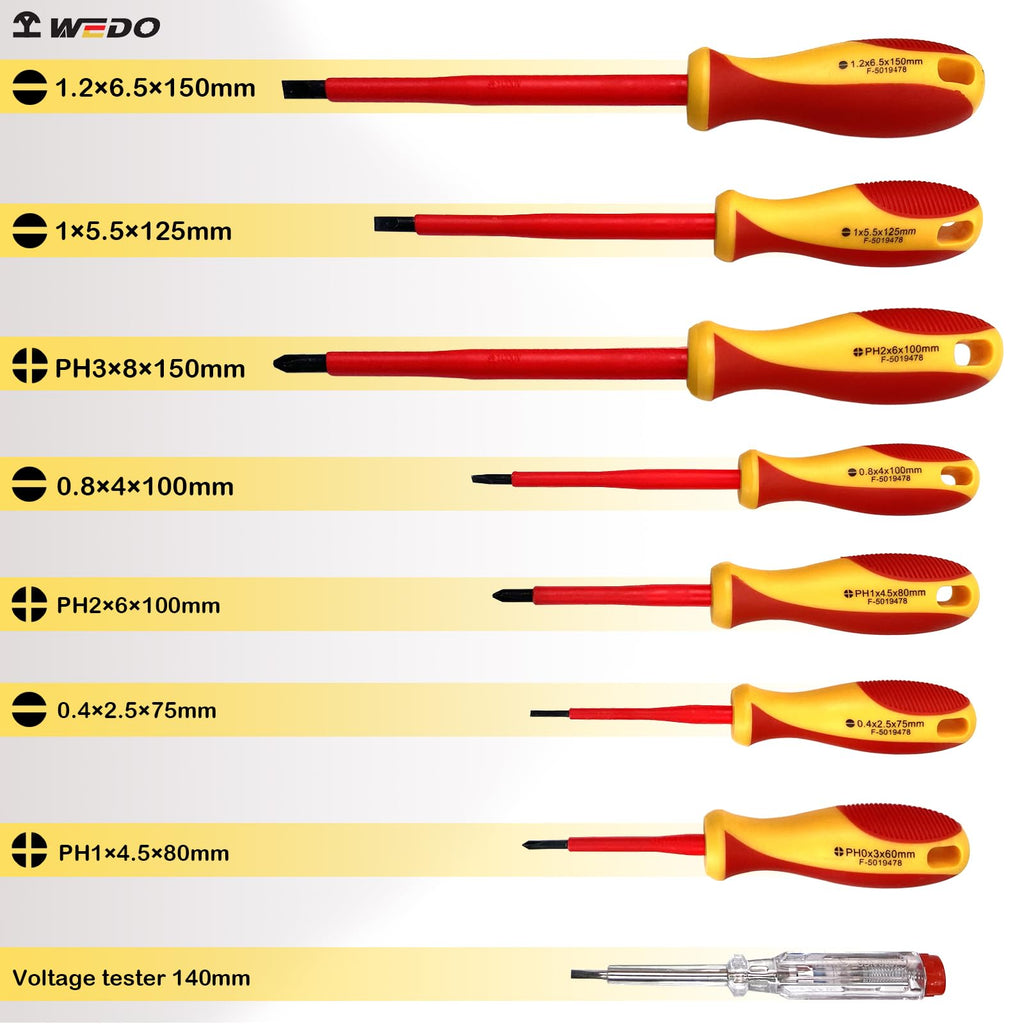 WEDO 13PCS 1000V Insulated Tool Set, Screwdriver & Pliers Set, Magnetic VDE Tools for Electrician, Repair Bag, Home Improvement DIY Tools