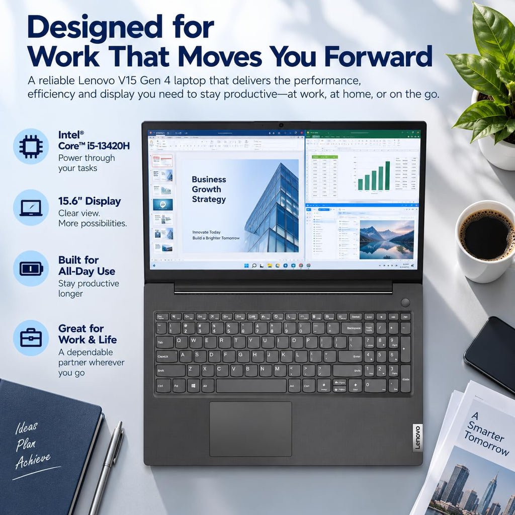 Lenovo V15 G4 i5 Business Laptop, 15.6″ FHD Anti-Glare Display, Intel i5-13420H (8-Core, Beat i7-1355U), 16GB DDR5 RAM, 256GB SSD, WiFi6, Bluetooth5.2, Windows 11 Home, with 5ave 6-in-1 Accessory Kit