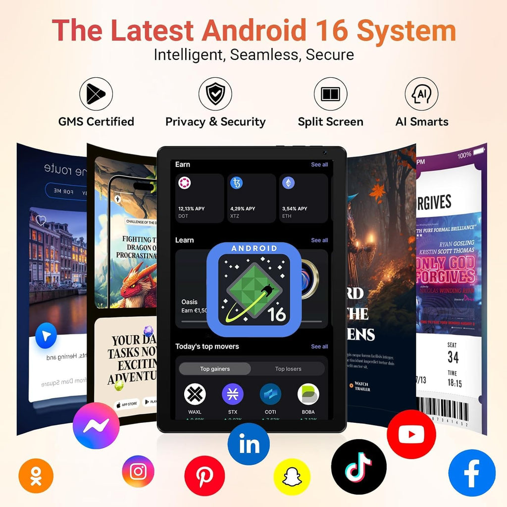 Tablet,10.1" Android 16 Tablet Octa-core 36GB+128GB Dual Camera