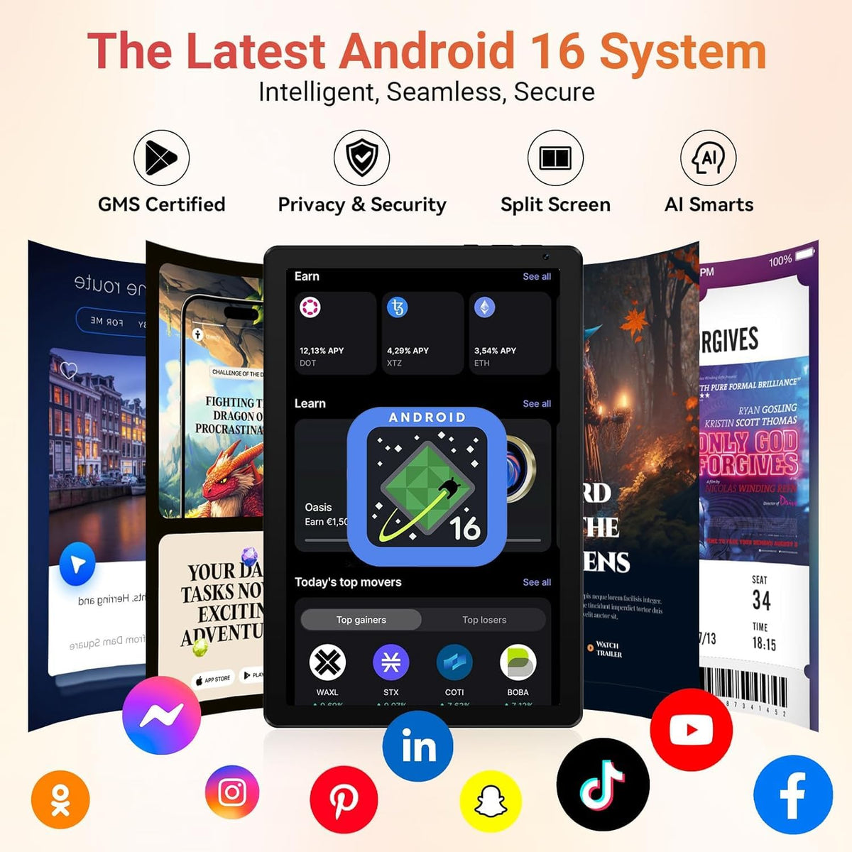 Tablet,10.1" Android 16 Tablet Octa-core 36GB+128GB Dual Camera