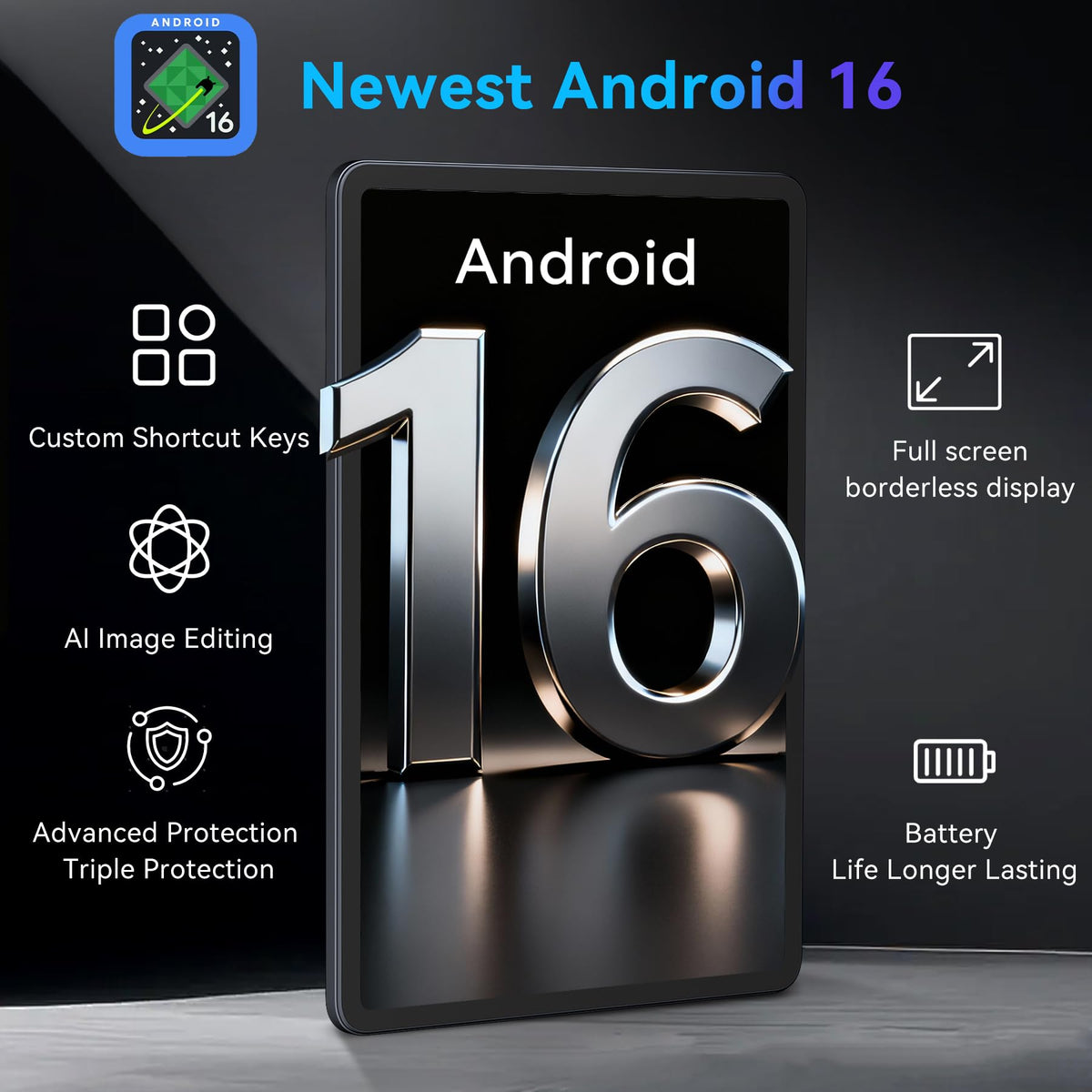 T60 12 Inch Android 16 Gaming Tablet, 48GB RAM (12+36GB Expandable) 256GB ROM (2TB TF), 2.4K 90Hz Eye-Care Display, Octa-Core 2-in-1 Tablet with Keyboard, Mouse, Stylus, 10000mAh Battery, Grey