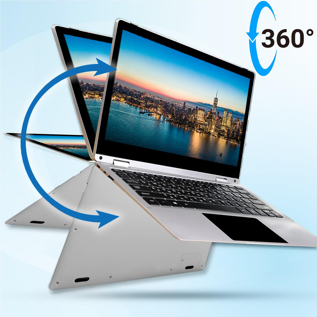 11.6 inch 2 in 1 Touchscreen Laptop, FHD 1080P Display, Intel Celeron CPU, 8GB RAM 256GB SSD, 360°Convertible Flip Ultra Thin Lightweight Tablet Laptop,Webcam,Type-C,WiFi,Window s 11,Silver