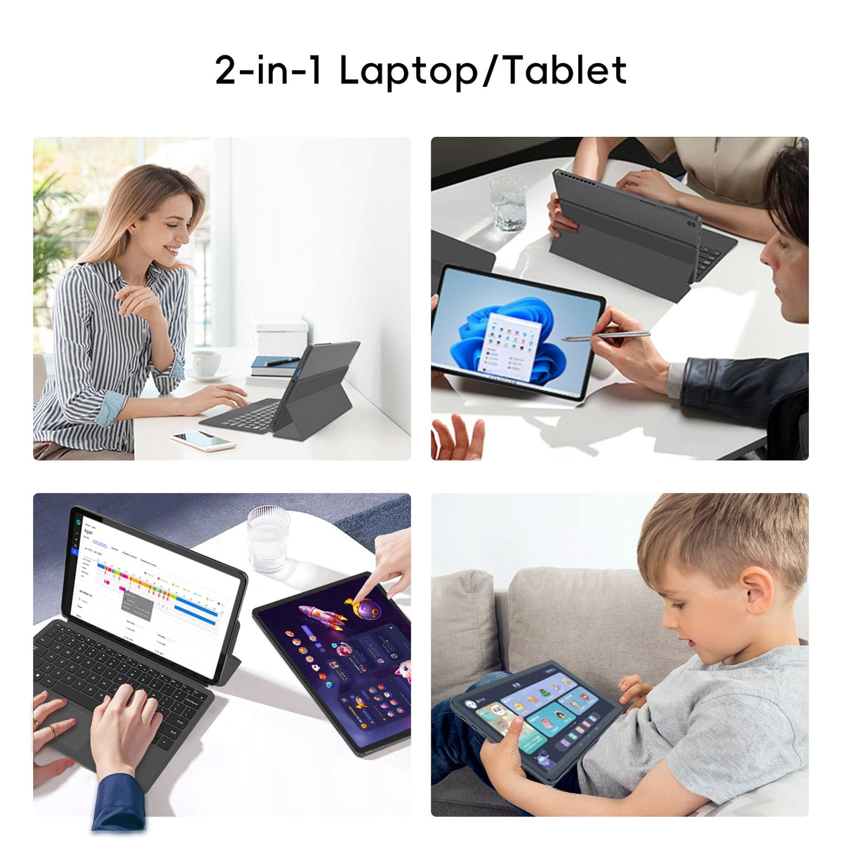 2-in-1 Laptop/Tablet, 12" 2K FHD IPS Touchscreen, 12GB RAM 256GB SSD