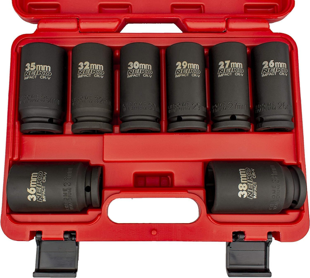 NEIKO 02379A 3/4" Drive Jumbo Impact Socket Set | 21 Piece | Shallow | SAE | Sizes 3/4” to 2” | Cr-V Steel