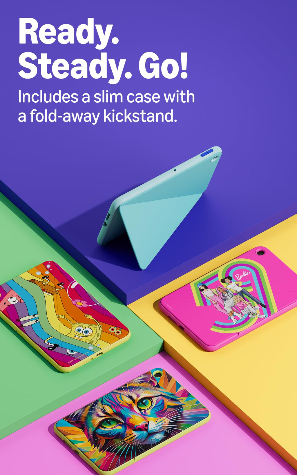 Amazon Kids Tablet 11 (newest model), Ages 6-12, 11" 2.5K display, 8GB RAM, Includes 1-year Kids+ content subscription, Parental controls, and Stellar Swirl slim hard case