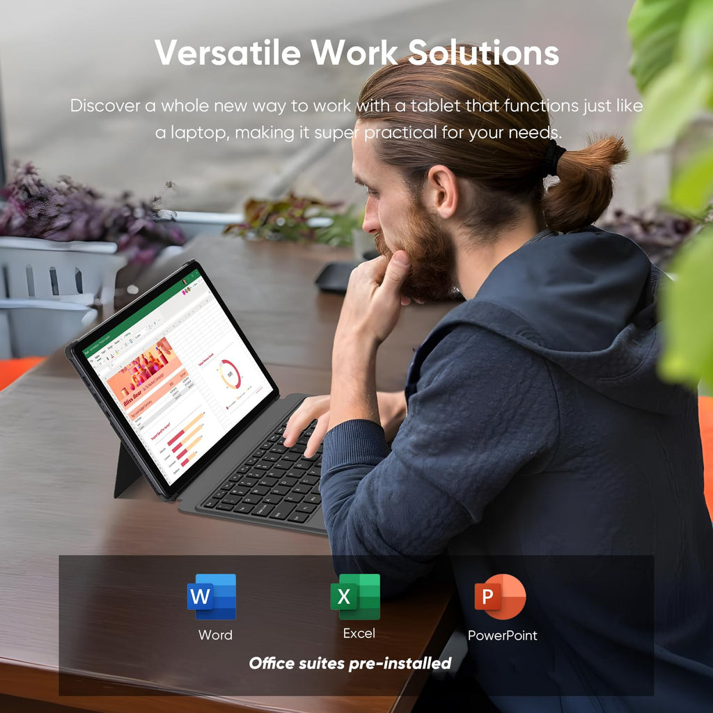 10.1" Touchscreen Tablet PC/Mini Computer with Keyboard & Pen, 12GB RAM 256GB SSD, Core m3 up to 3.4GHz, Win 11 Pro, Office 2024, USB-C, Micro HDMI, BT 5.0, WiFi 5 – Gray