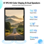 8 Inch Tablet Android 15 Tablet with Sim Card Slot Uncloked Cellular Phone with 4G LTE Octa Core 12GB RAM 64GB ROM 2TB TF Expandable Tableta with Case
