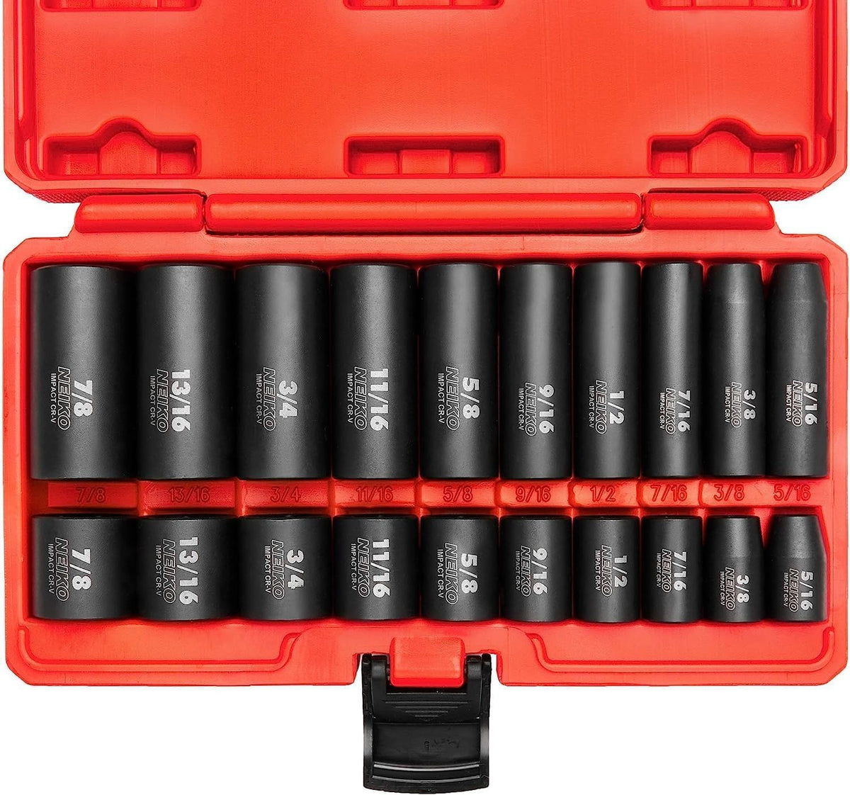 NEIKO 02471A Impact Socket Set, 3/8” Drive, 67 Piece, Metric and Standard Master Socket Set with Shallow & Deep Sockets, Ratchet, Swivel Sockets, Extension Bars, Adapters, Cr-V & Cr-Mo