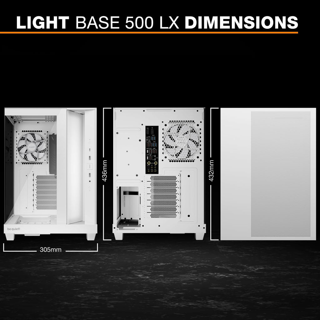 be quiet! Light Base 500 LX White PC Case, Fully Windowed Front and Side