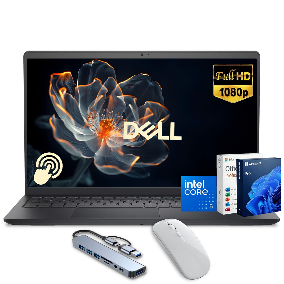 Dell Inspiron 15 FHD Touch Laptop, 13th Intel i5-1334U, 16GB RAM, 512GB SSD