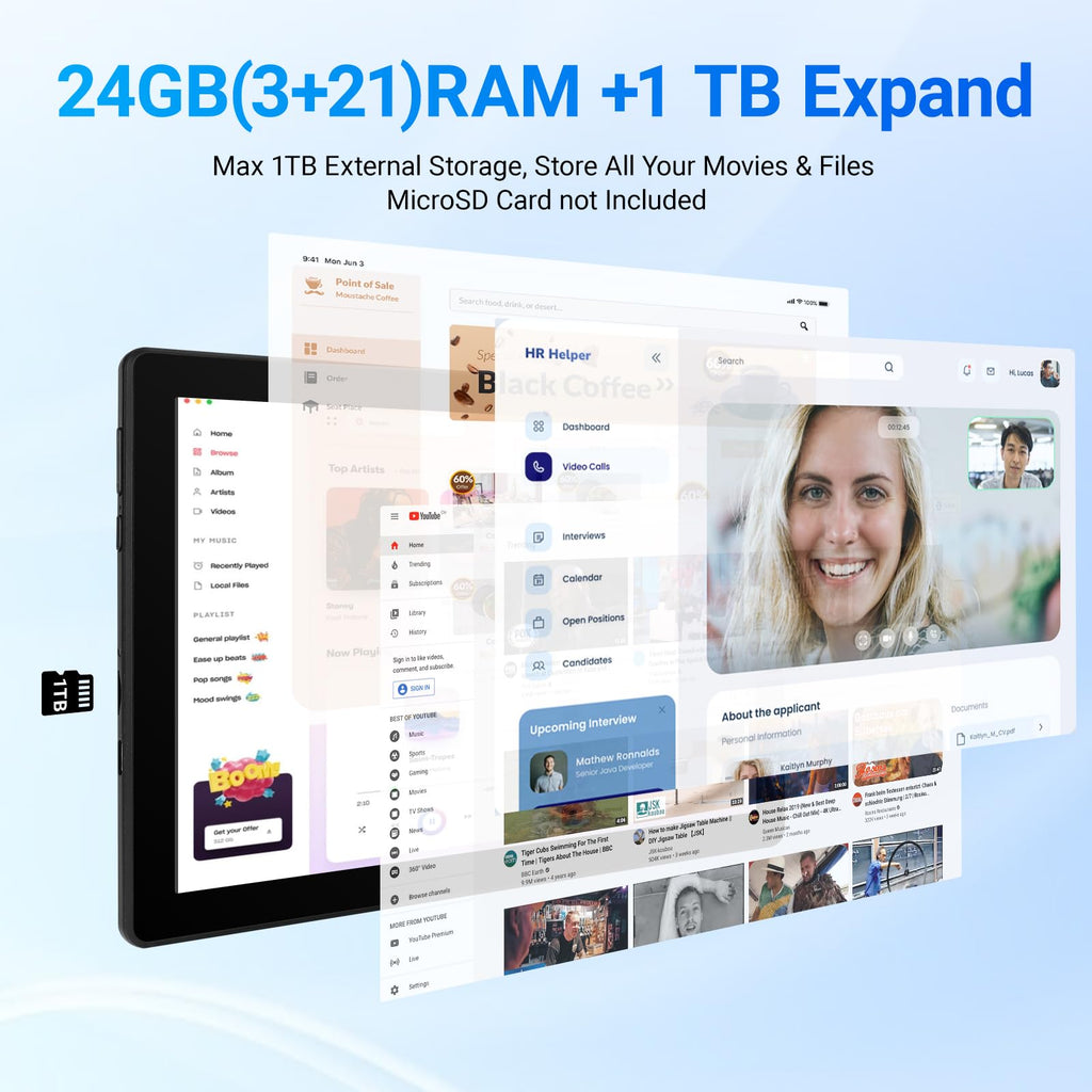 Tablet, 10.1" Android 16 Tablet, 24GB RAM 64GB ROM 1TB Expand