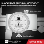 TESA Brown & Sharpe 599-579-8-1 Stainless Steel Dial Caliper, White Face, 0"-8" Range, +/-0.001" Accuracy, 0.001" Resolution, Meets DIN 862 Specifications