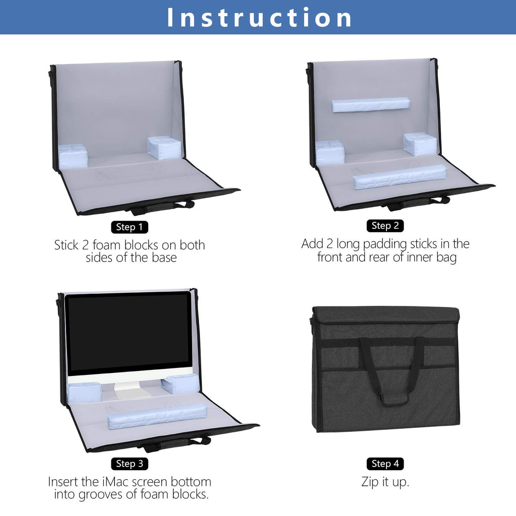 Damero Carrying Case Tote Bag for 21.5" Desktop Computer, Black