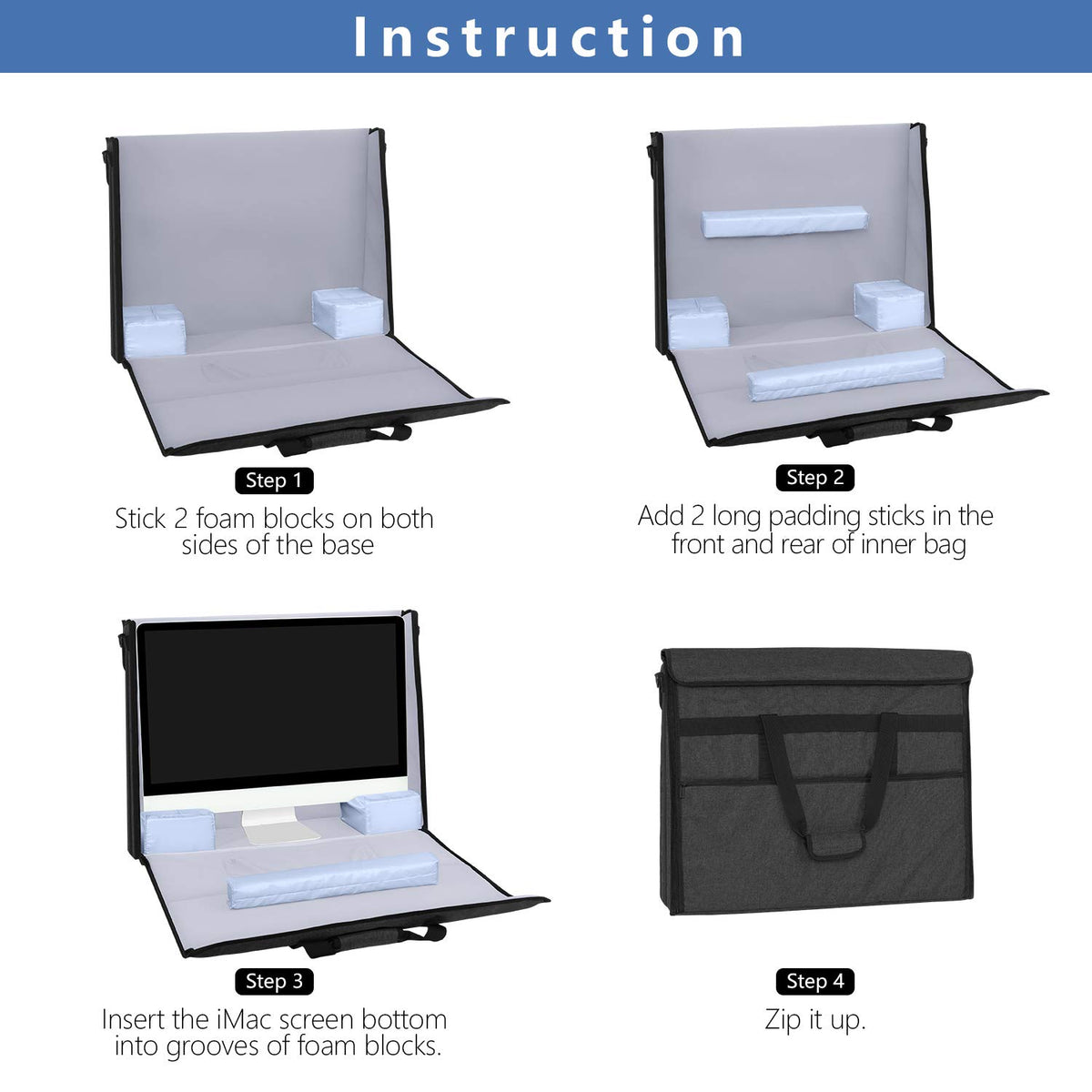 Damero Carrying Case Tote Bag for 21.5" Desktop Computer, Black