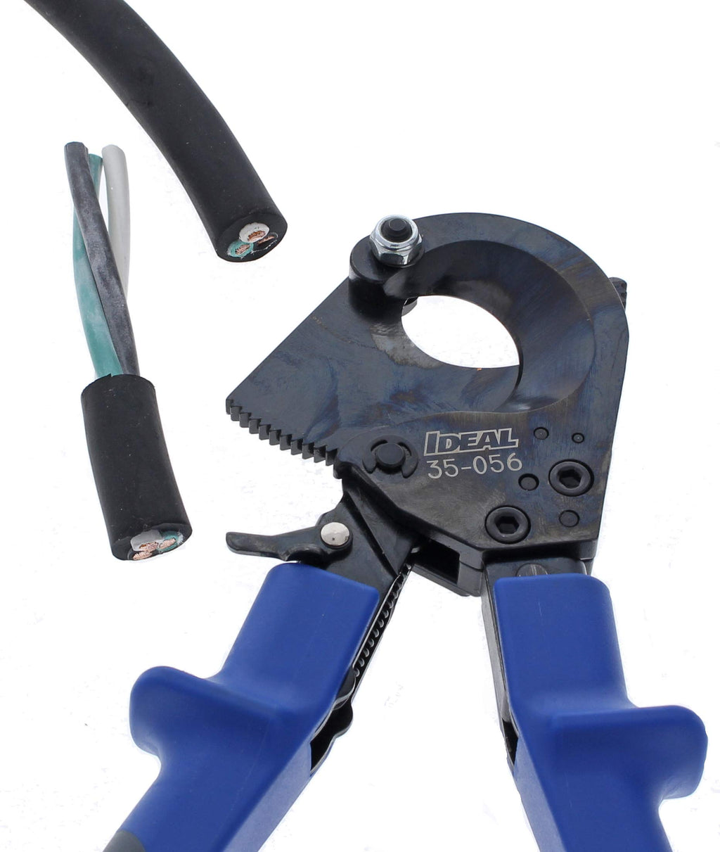 IDEAL Electrical 35-056 Ratcheting Cable Cutter 400 MCM, Wire Cutting Tool w/Steel Rounded Blade, Quick Release Handle