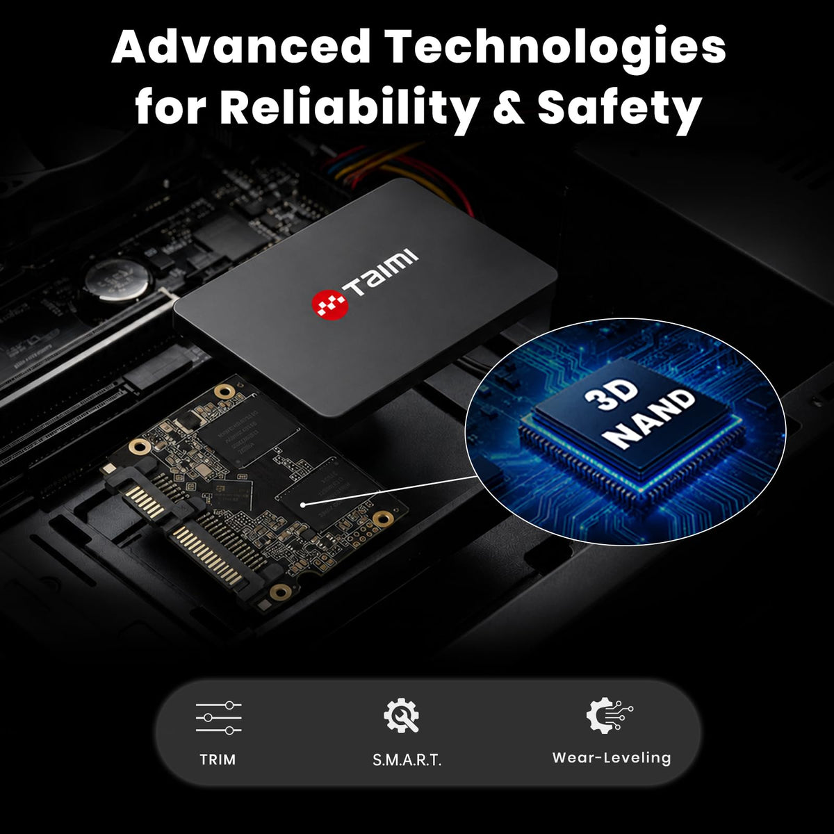 TAIMI 1TB 2.5 Inch SSD SATA III Internal Solid State Drive - Up to 550MB/s, 3D NAND TLC, High-Speed Storage Upgrade for Laptop, Desktop, PC (1, TB)