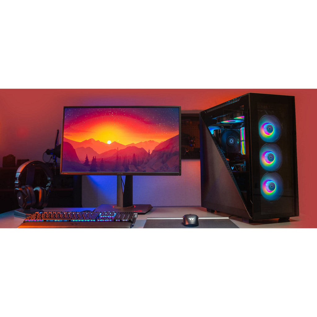 Thermaltake Divider 500 TG Black Color ARGB ATX Mid Tower Tempered Glass Computer Case with 3 120mm 5V ARGB Front Fans + 1 120mm Standard Rear Fan + 2 Symmetrical Triangular Panels CA-1T4-00M1WN-01