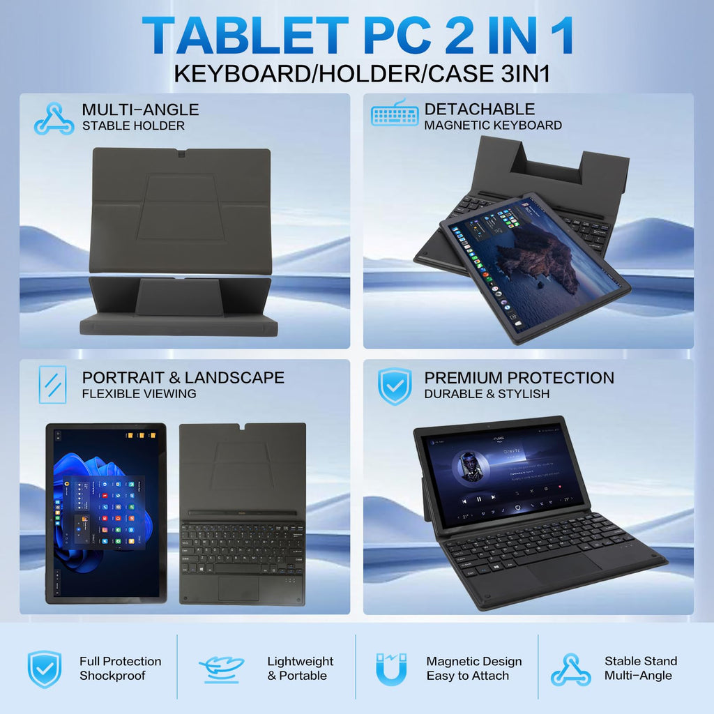 10.1" 2-in-1 Windows Tablet / Laptop, IPS Touchscreen,12GB RAM 128GBSSD