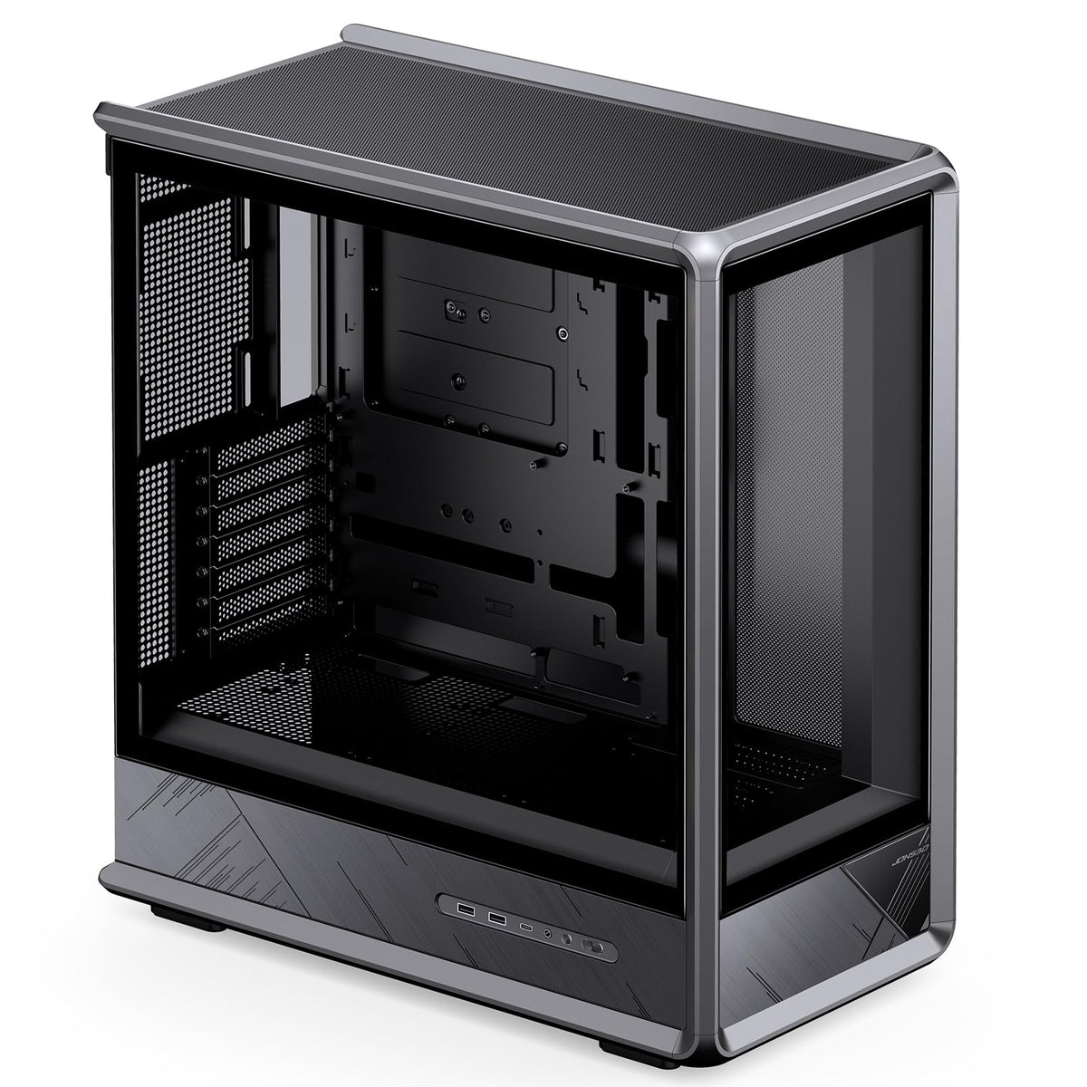 JONSBO D401 ATX Mid Tower PC Case, Frame Structure, Back-Connect MB,High Comp Gaming Dual Chamber Computer Case,GPU 439mm/PSU 200mm/AIO360x2, Desktop Display,Black