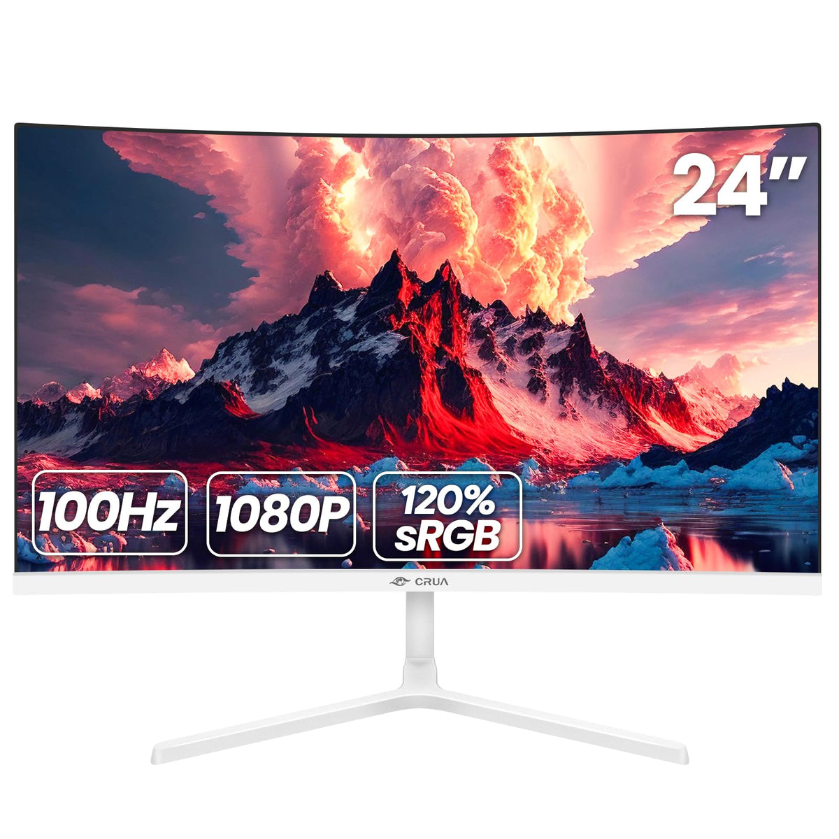 CRUA 32" 2K QHD 180Hz Curved Gaming Monitor, FreeSync, HDMI/DP, Black