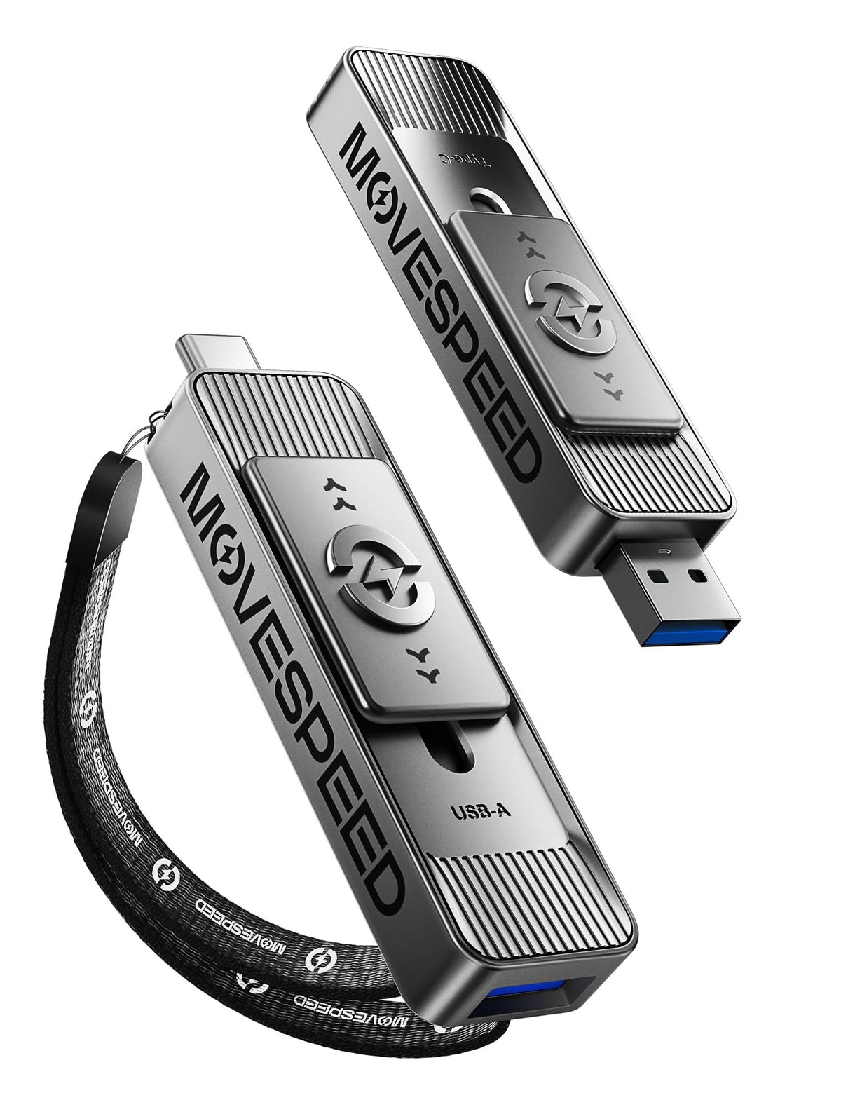 MOVE SPEED 1TB USB Drives, ThumbDrive with Dual Ports & Push-Pull Design — 560MB/s Read Speed, Type C + USB 3.2 Drive for iPhone 15/16/17/18Android/Mac