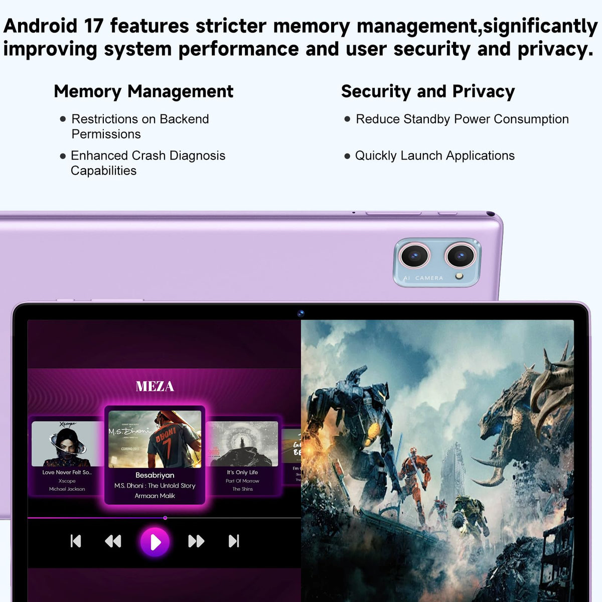 Android 17 Tablet, 10.1 inch Tablets with Keyboard, Octa-core, Gemini AI/SI