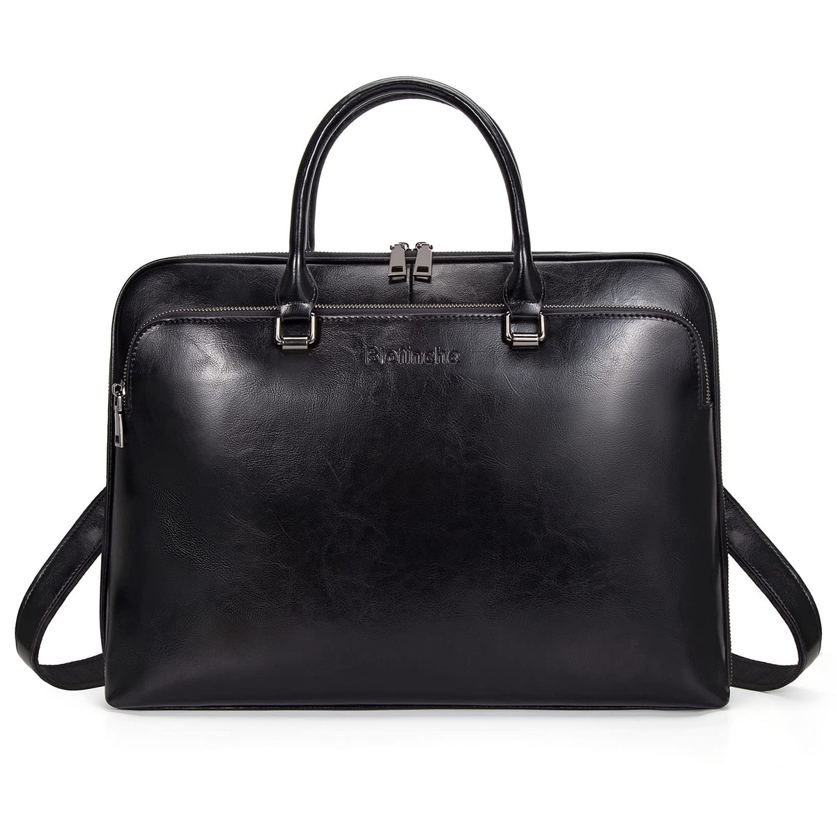 Blofinche Laptop Messenger shoulder bag: Genuine Leather work Briefcase 13.3 15.6 inch designer Satchel handbag