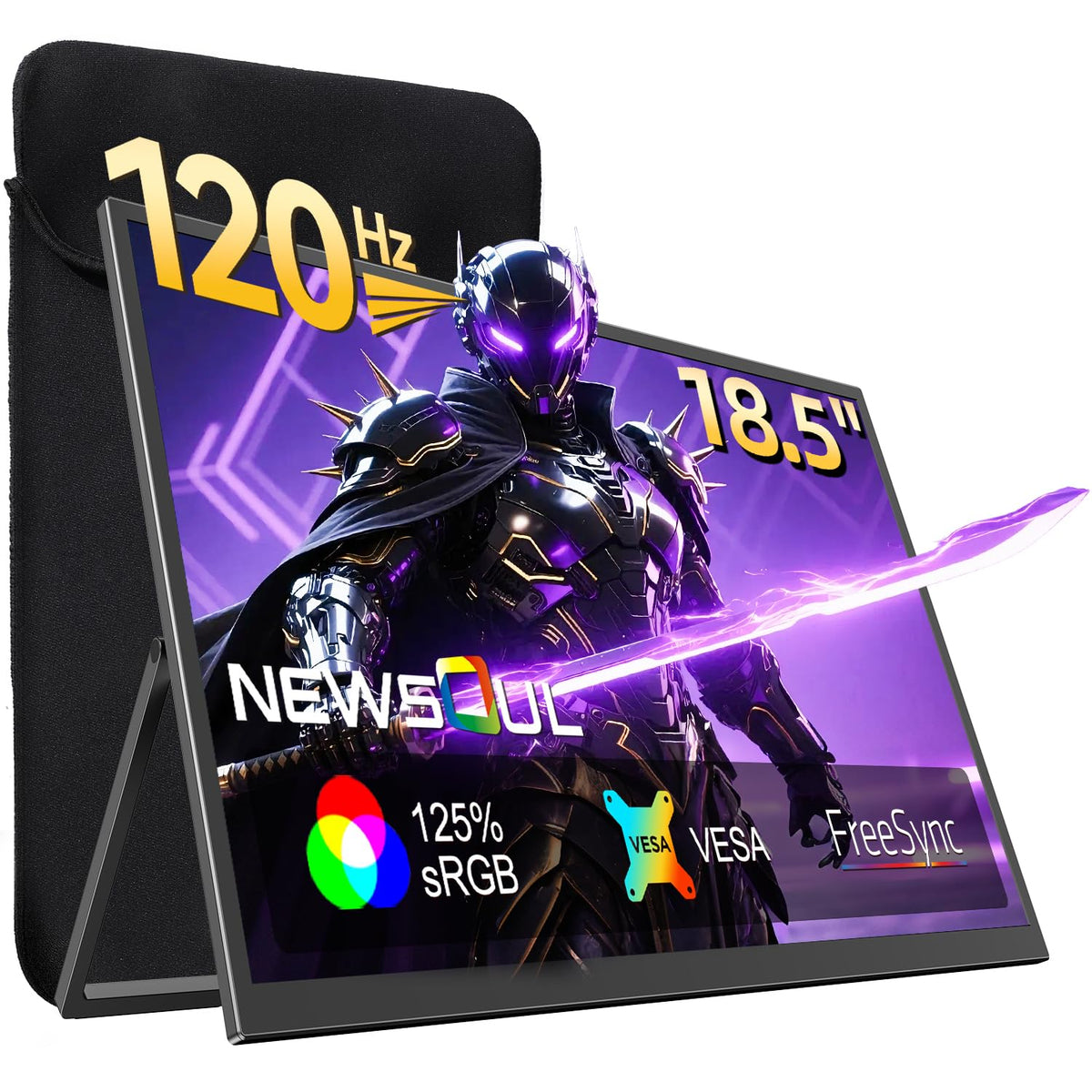 21.5'' Large Portable Monitor for Laptop 100Hz Ultra-Fast IPS Gaming Monitor, QLED 125%sRGB | 2000:1 Contrast | Built-in Stand, Speaker and VESA, USB-C HDMI Second Screen Efficient Work Gaming