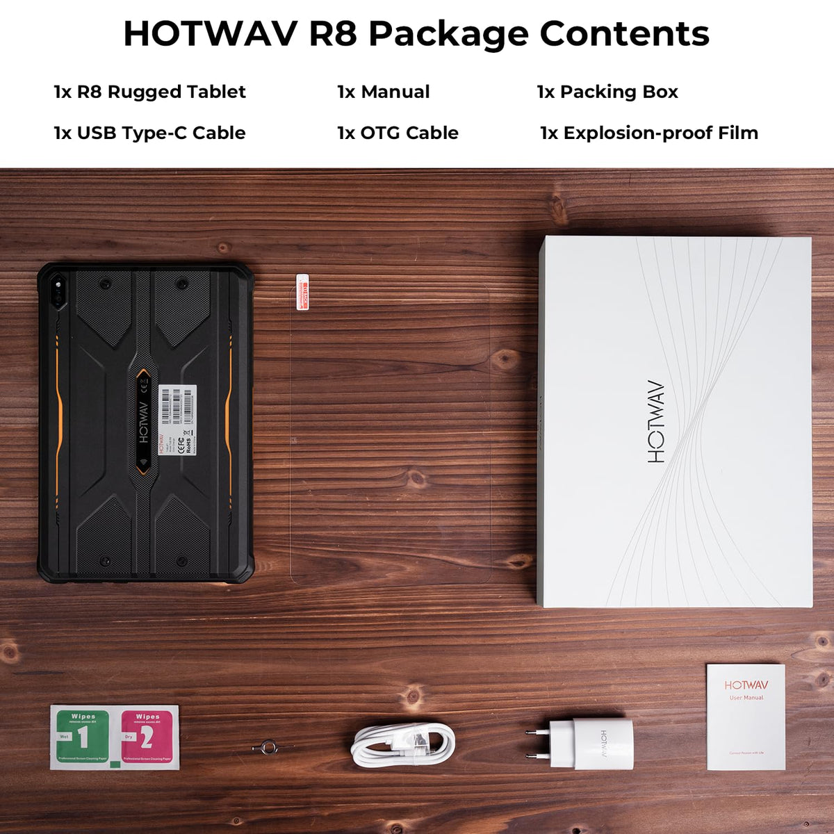 HOTWAV R8 Rugged Tablet Android 14, 10.1" Incell HD+ 4G Waterproof Tablet