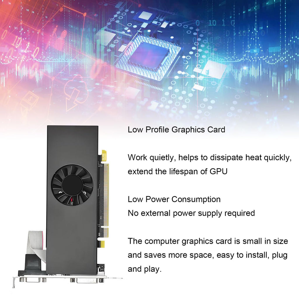 8G DDR5 Graphics Card, 128 Bit Low Profile Video Card with HD Multimedia Interface DVI Port Displayport, for PC Computer Gaming Streaming Work