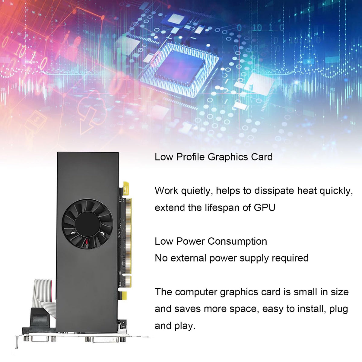 8G DDR5 Graphics Card, 128 Bit Low Profile Video Card with HD Multimedia Interface DVI Port Displayport, for PC Computer Gaming Streaming Work