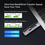 SSK USB Drive 2TB up to 550MB/s External SSD USB C+A 3.2 Thumb Drive