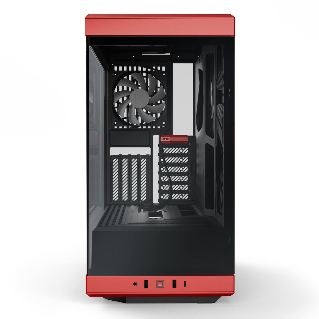 Hyte Y40 Modern Aesthetic Panoramic Tempered Glass Mid-Tower ATX Computer Gaming Case with PCIE 4.0 Riser Cable Included, Red (CS-HYTE-Y40-BR)