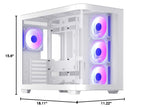 darkFlash ATX Mid-Tower Gaming PC Case, Back Plug-in BTF Motherboard, with 4 ARGB Fans Computer Case, Full View Curve Glass Dual-Chamber PC Case, Type C Port, Supports Dual 360mm AIO, White(DPW90)