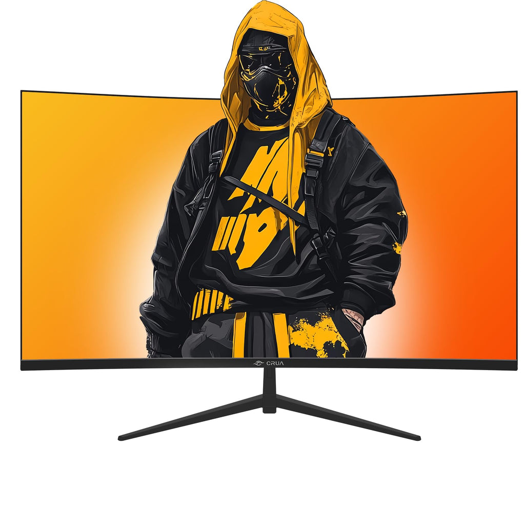 CRUA 32" 2K QHD 180Hz Curved Gaming Monitor, FreeSync, HDMI/DP, Black