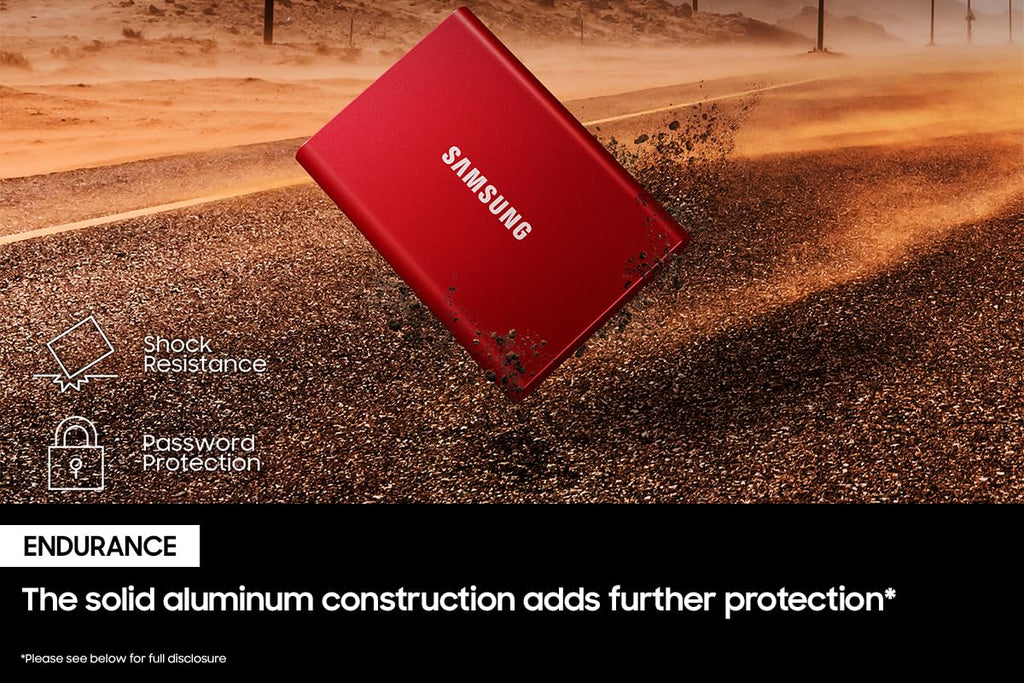 SAMSUNG T7 Portable SSD, 2TB External Solid State Drive, Speeds Up to 1,050MB/s, USB 3.2 Gen 2, Reliable Storage for Gaming, Students, Professionals, MU-PC2T0R/AM, Red
