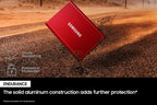 SAMSUNG T7 Portable SSD, 2TB External Solid State Drive, Speeds Up to 1,050MB/s, USB 3.2 Gen 2, Reliable Storage for Gaming, Students, Professionals, MU-PC2T0R/AM, Red