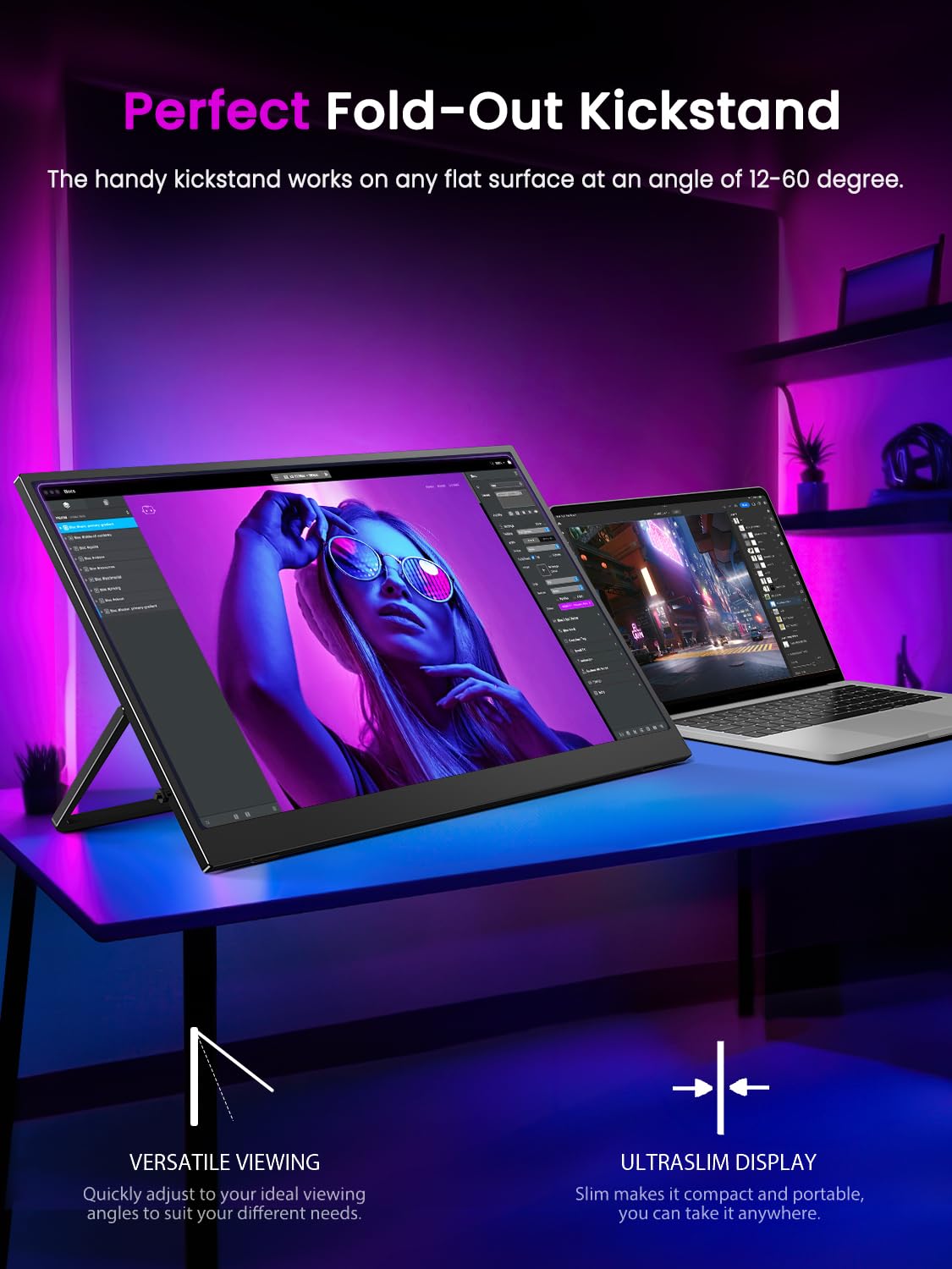UPERFECT 17.3'' 4K Portable Monitor QLED, 600 Nits 150% sRGB 3840*2160 UHD