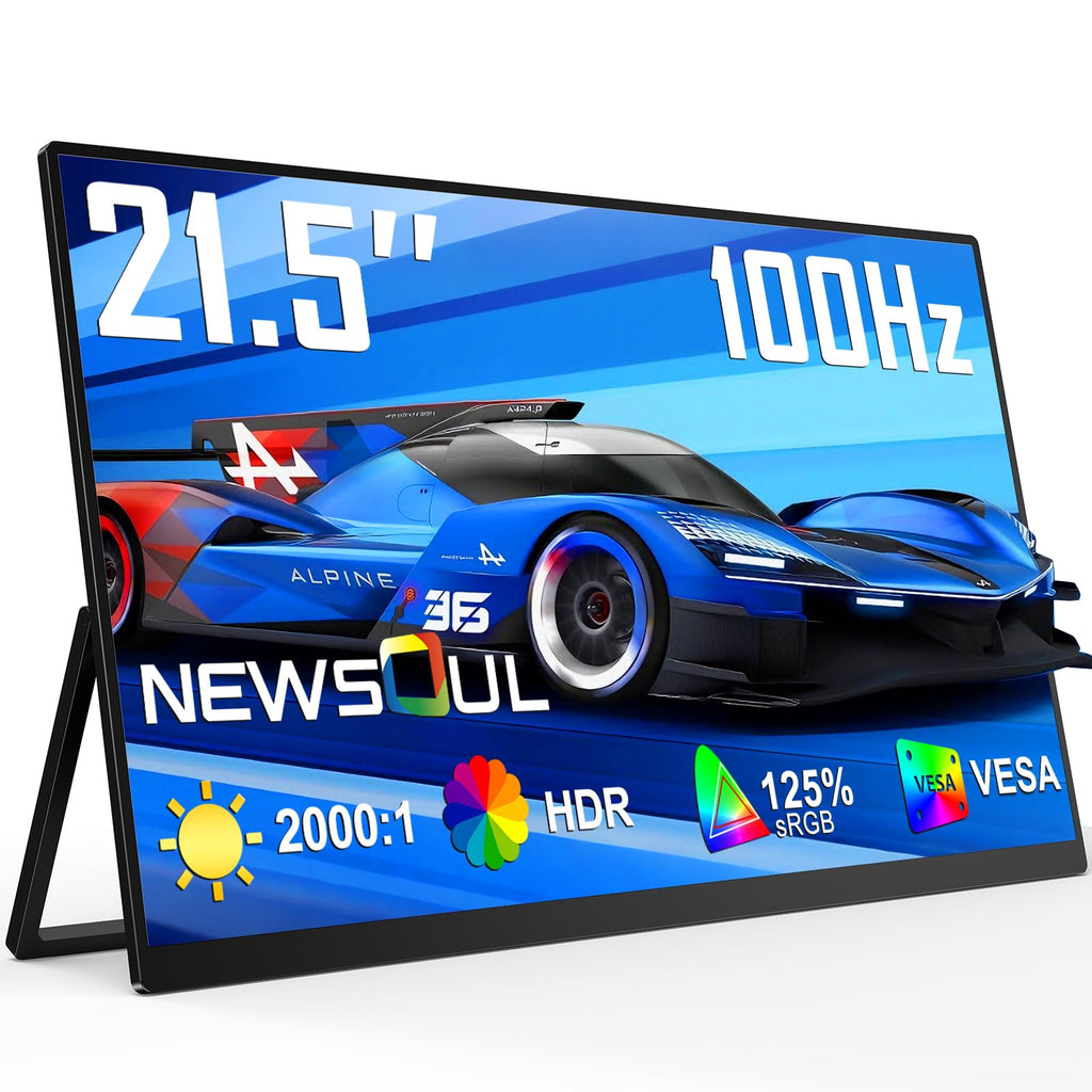 Newsoul 4K Portable Monitor 1200Nits Ultra Bright 16'' Laptop Monitor 145% sRGB 2000:1 Contrast Matte Screen with USB-C HDMI VESA, Slim External Screen with Protective Case for PC/Phone/Game Console