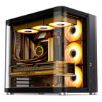 JONSBO TK-4 Black ATX PC Case,Separated Cabinet Mid Tower Computer Case,Bi-Bent Surround View Glass,Aluminum Alloy, Support Micro/ATX, SP Back-Connect(BTF) MB /460GPU/200PSU,Type-C Jack, Black