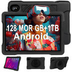 JUSYEA Tablet 10 Inch Android, 12GB+128GB+1TB TF, Family Edition, 5G+2.4G WiFi, 2.0GHz Dual-Core Processor, BT 5.0, 6000mAh Battery, 8MP+5MP Cameras, Includes EVA Case-Black