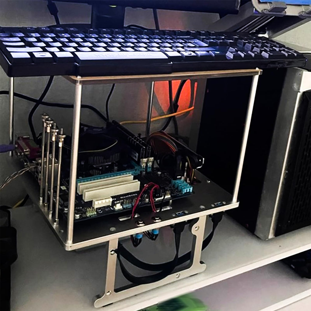 Open Air Frame Computer Case PC Test Bench Aluminum Computer Cases Shell, Support Installation of Water Cooling Devices Compatible with ITX/MATX/ATX Motherboards(MATX Motherboard)