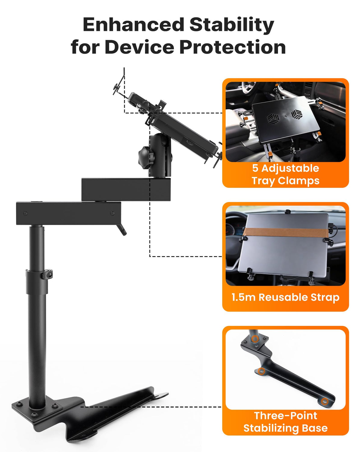 No-Drill Truck Laptop Mount Fit for Ford F250-F750 2000-2025