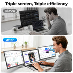 Laptop Screen Extender, 15.6'' 1080P FHD Laptop Monitor Extender with 235°Rotation Detachable Dual Monitor, Plug & Play, Triple Screen for 13"-17.3" Laptops Compatible with Mac/Wins/Android/Dex