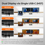 TESmart USB C + HDMI/DP KVM Switch Dual Monitor for Laptop&Desktop, 4K@60Hz
